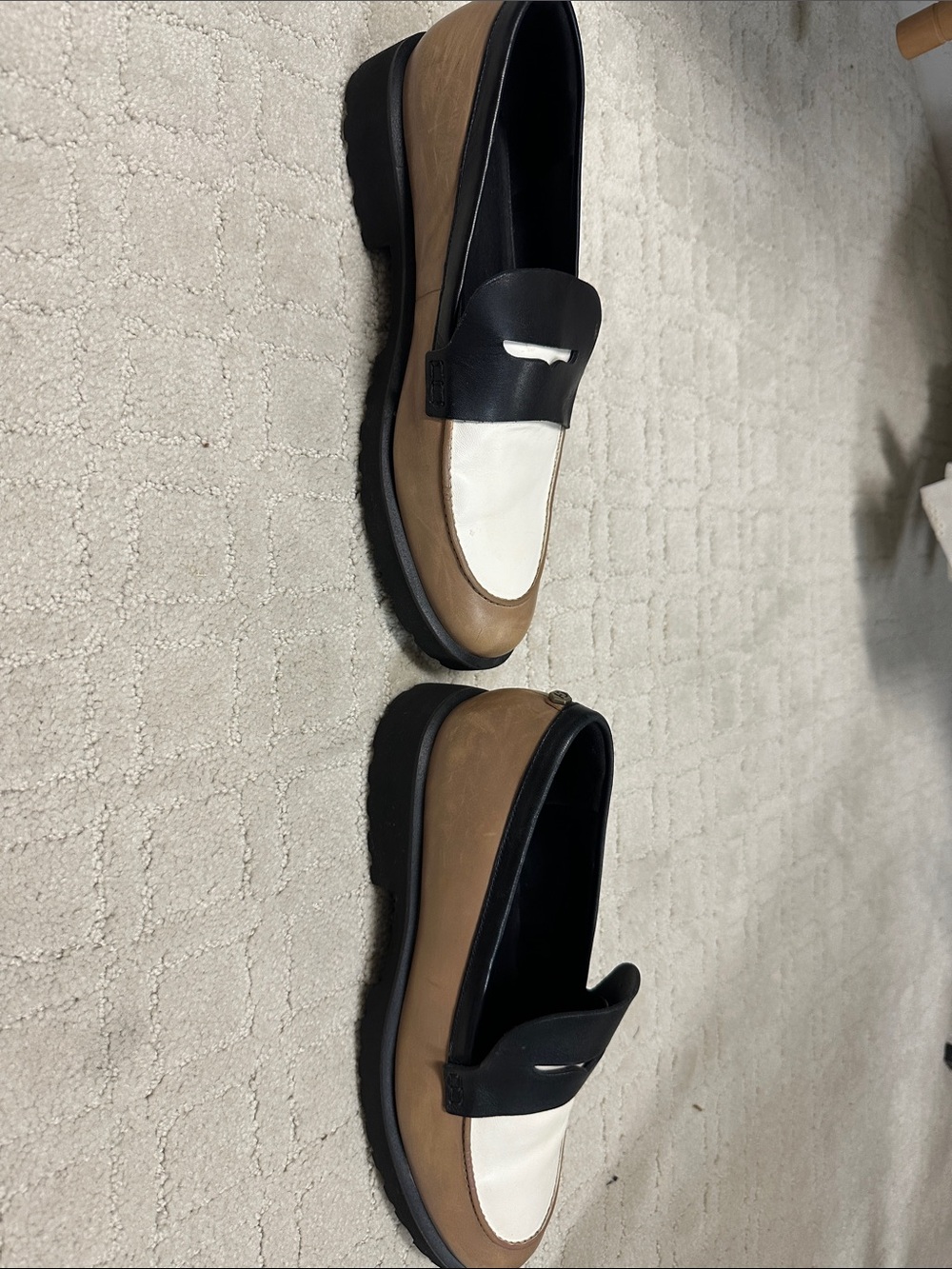 Cole Haan Black White Tan Leather Penny Loafers - Picture 5 of 7